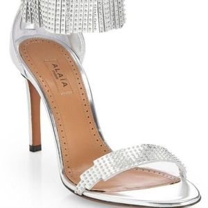 Alaia Metallic Fringed Studded Heels